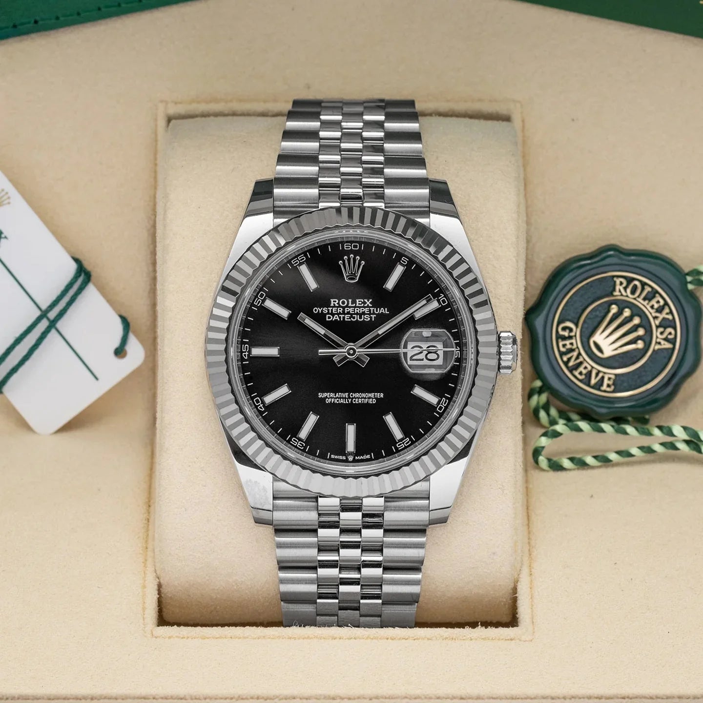 Rolex Datejust – White Rolesor & Stainless Steel (Black Dial)