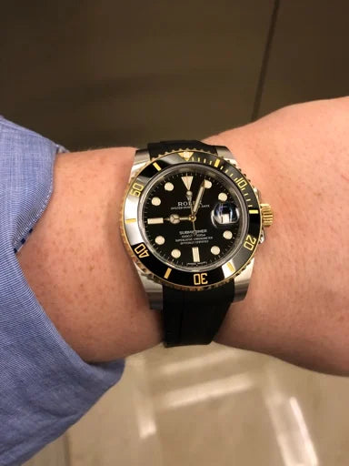 Rolex Submariner Date – Two-Tone Yellow Gold & Steel (Black Dial on Oysterflex-Style Strap)