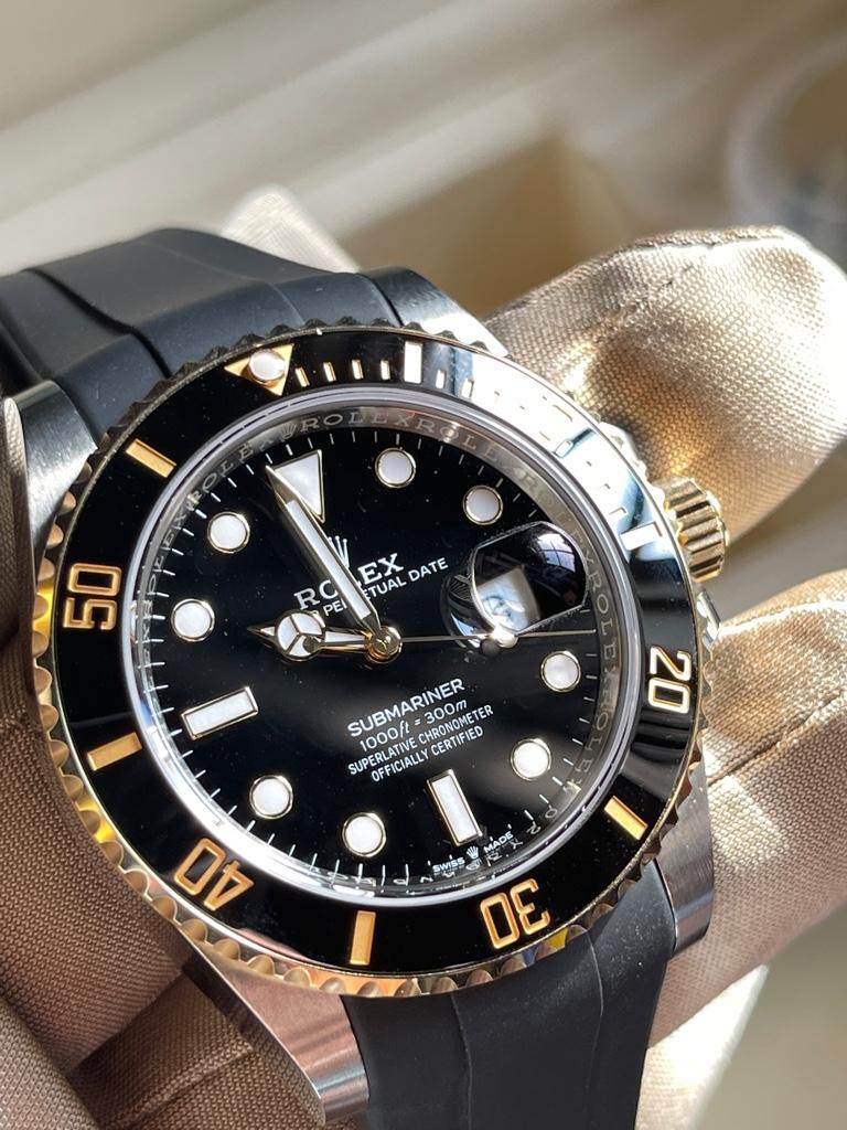 Rolex Submariner Date – Two-Tone Yellow Gold & Steel (Black Dial on Oysterflex-Style Strap)