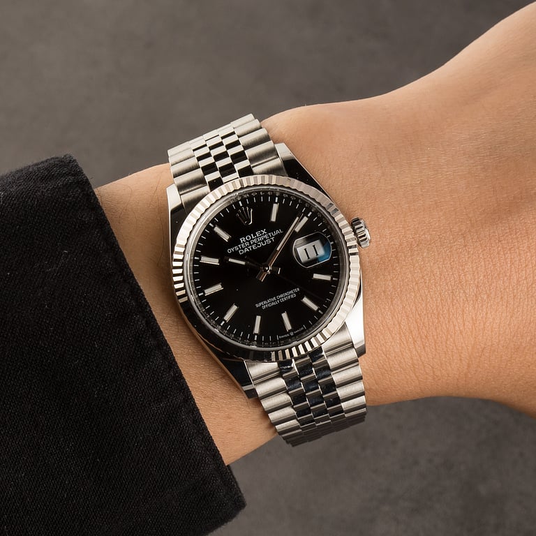 Rolex Datejust – White Rolesor & Stainless Steel (Black Dial)